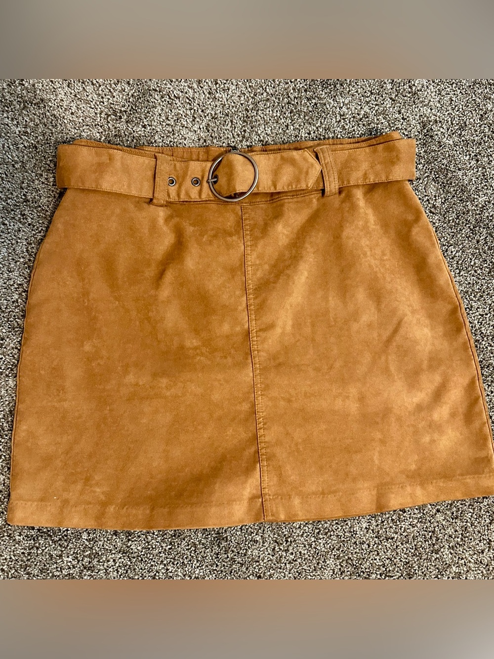 Hollister Ultra High Rise Faux Suede Mini Skirt Brown Belted Medium Western